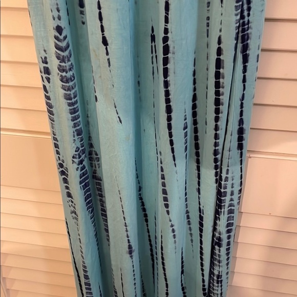 Soft Surroundings Blue Tie-Dye Elastic Off Shoulder Peak Overlap Maxi Dress - Picture 11 of 11